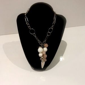 Vintage Designer OXETTE silver and semiprecious stones necklace